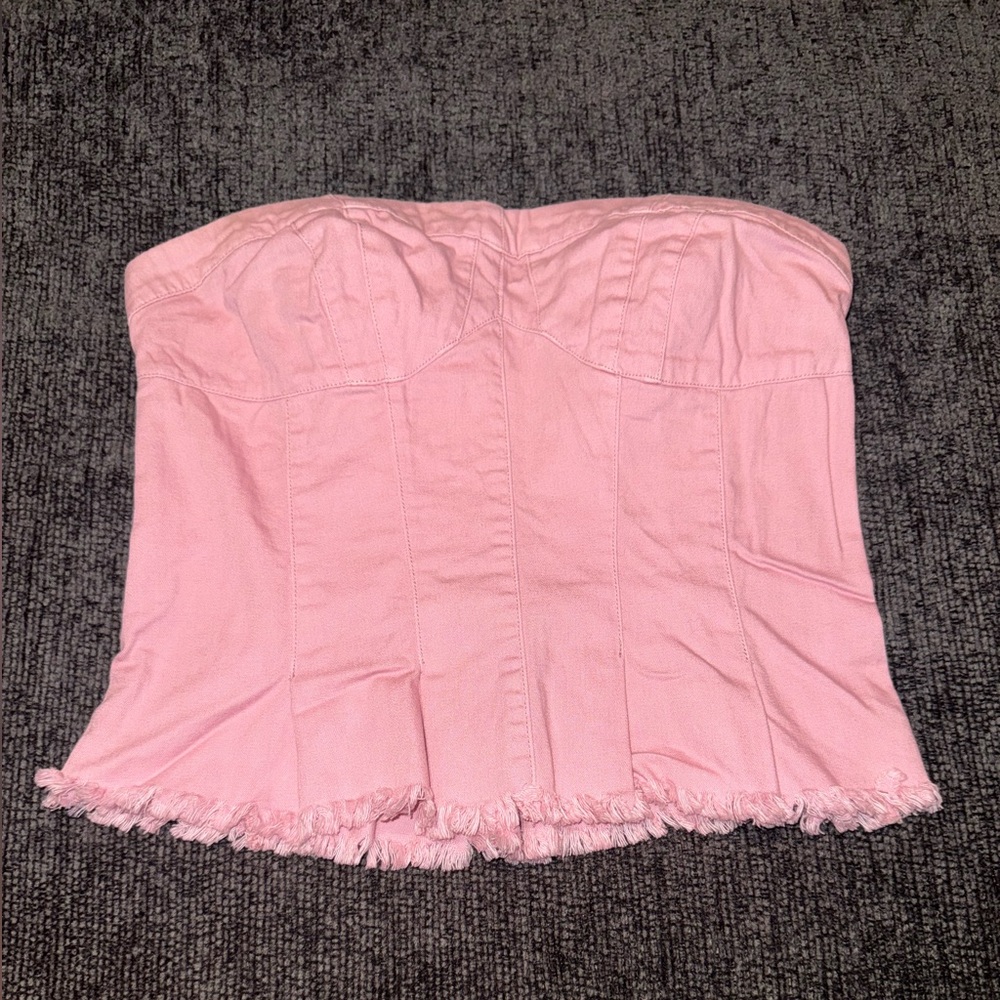 Free People Pink Corset Strapless Top Sz Small